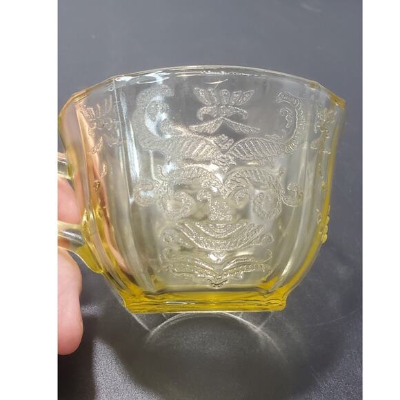 FEDERAL MADRID AMBER YELLOW DEPRESSION  GLASS Cup & Saucer Set - Picture 3 of 4